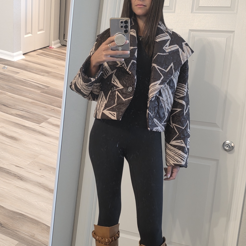 Star Pattern Cropped Quilted Jacket - image 10